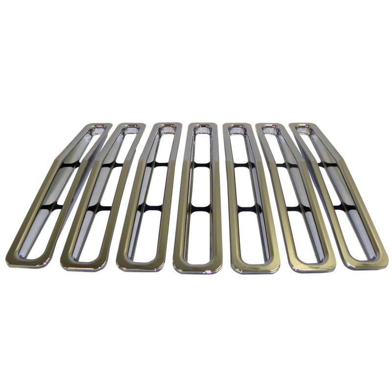 Rt Off-Road Grill Inserts, Chrome Plastic, Set Of 7 | 1987-1995 Jeep Wrangler YJ, RT26030 Rt Off-Road Grill Inserts, Chrome Plastic, Set Of 7 | 1987-1995 Jeep Wrangler YJ, RT26030