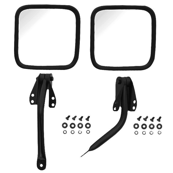 Rugged Ridge Mirror & Arm Kit With Right Convex Mirror, Left Side And Right Side, Black, Pair
