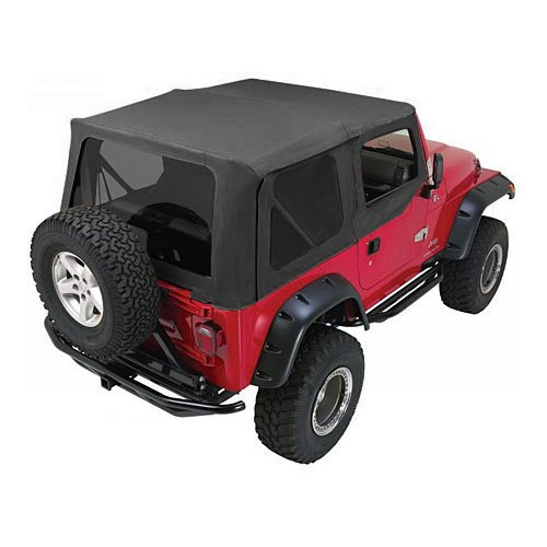 Rampage Factory Replacement Soft Top With Soft Upper Doors & Tinted Windows, Black Diamond