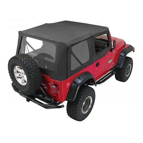 Rampage Replacement Soft Top With Door Skins Clear Windows, Black Diamond | 1997-2006 Jeep Wrangler