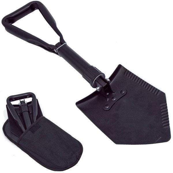 Rugged Ridge Heavy Duty Tri Fold Recovery Multi-Use Shovel, Powder Coated, Black, 15104.42 Rugged Ridge Heavy Duty Tri Fold Recovery Multi-Use Shovel, Powder Coated, Black, 15104.42