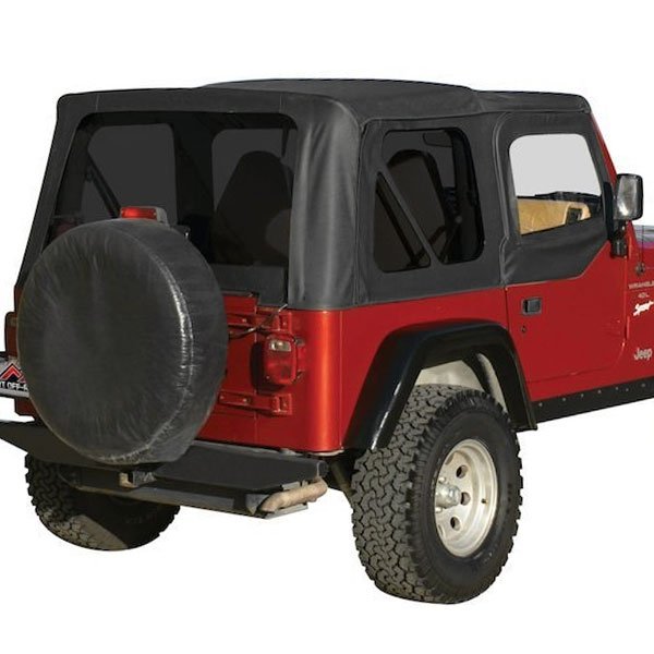 Rt Off-Road Replacement Soft Top With Soft Upper Door Skins And Tinted Rear Windows, Black Diamond
