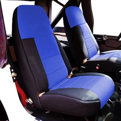 Coverking Front Highback Bucket Seat Cover Spacer Mesh Blue/black | 1976-1986 Jeep CJ5, CJ7 And CJ8