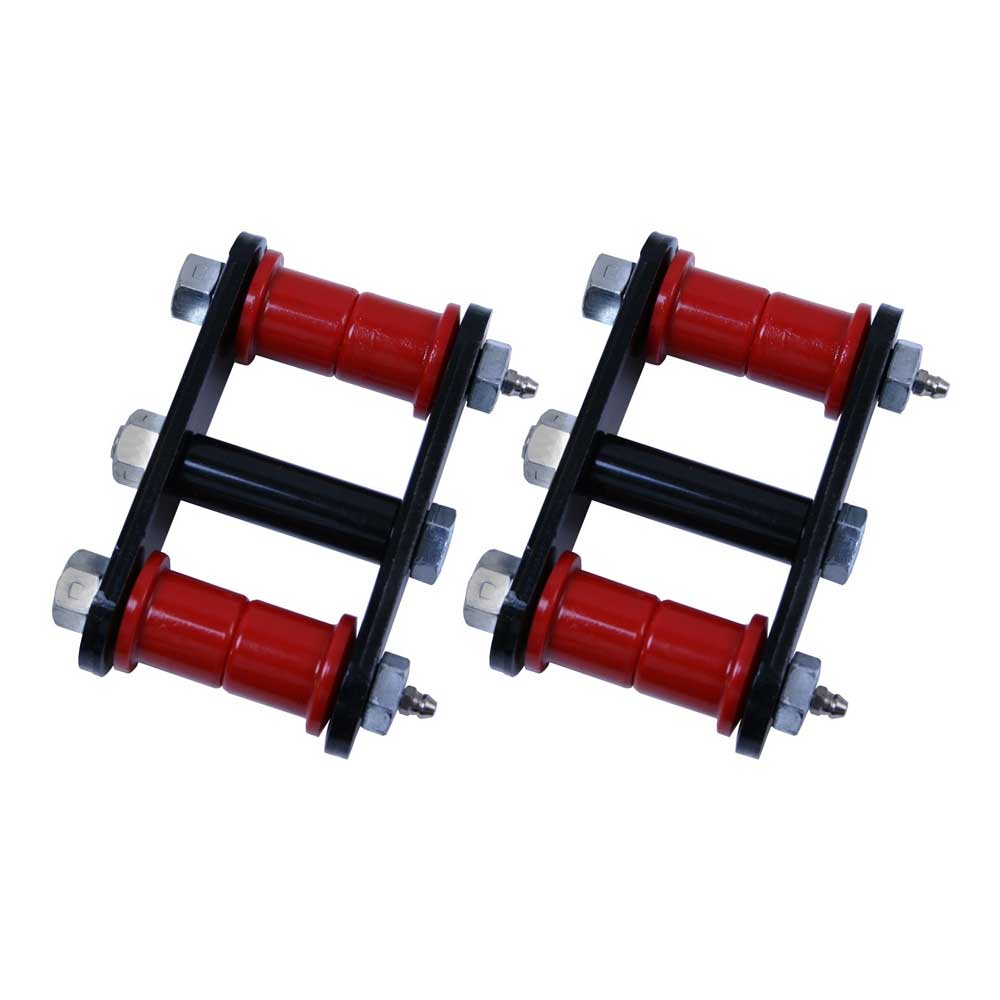 Rugged Ridge Heavy Duty Steel Front Shackles, Greaseable With Red Bushings, Pair, Suspension Parts Rugged Ridge Heavy Duty Steel Front Shackles, Greaseable With Red Bushings, Pair, Suspension Parts