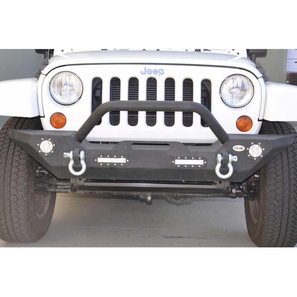 Dv8 Off-Road Mid Width Front Bumper With Led Lights, Steel, Textured Black | 2007-2017 Jeep Dv8 Off-Road Mid Width Front Bumper With Led Lights, Steel, Textured Black | 2007-2017 Jeep
