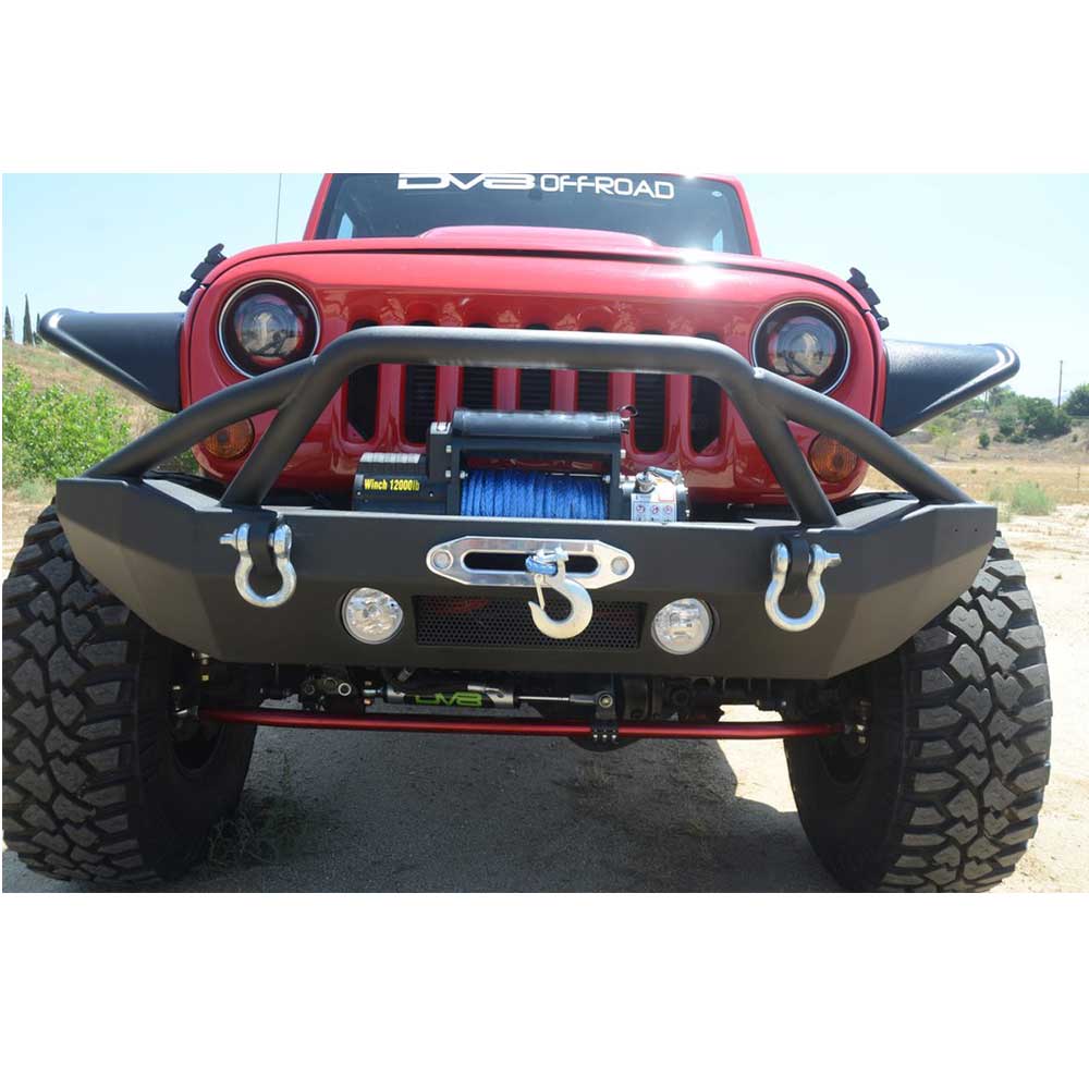 Dv8 Off-Road Mid Width Front Bumper With Led Lights, Steel, Textured Black | 2007-2017 Jeep