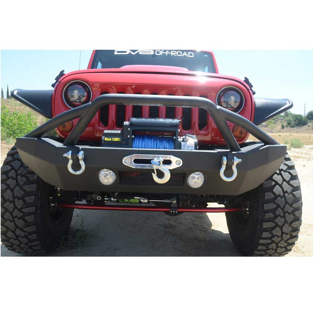 Dv8 Off-Road Mid Width Front Bumper With Led Lights, Steel, Textured Black | 2007-2017 Jeep Dv8 Off-Road Mid Width Front Bumper With Led Lights, Steel, Textured Black | 2007-2017 Jeep