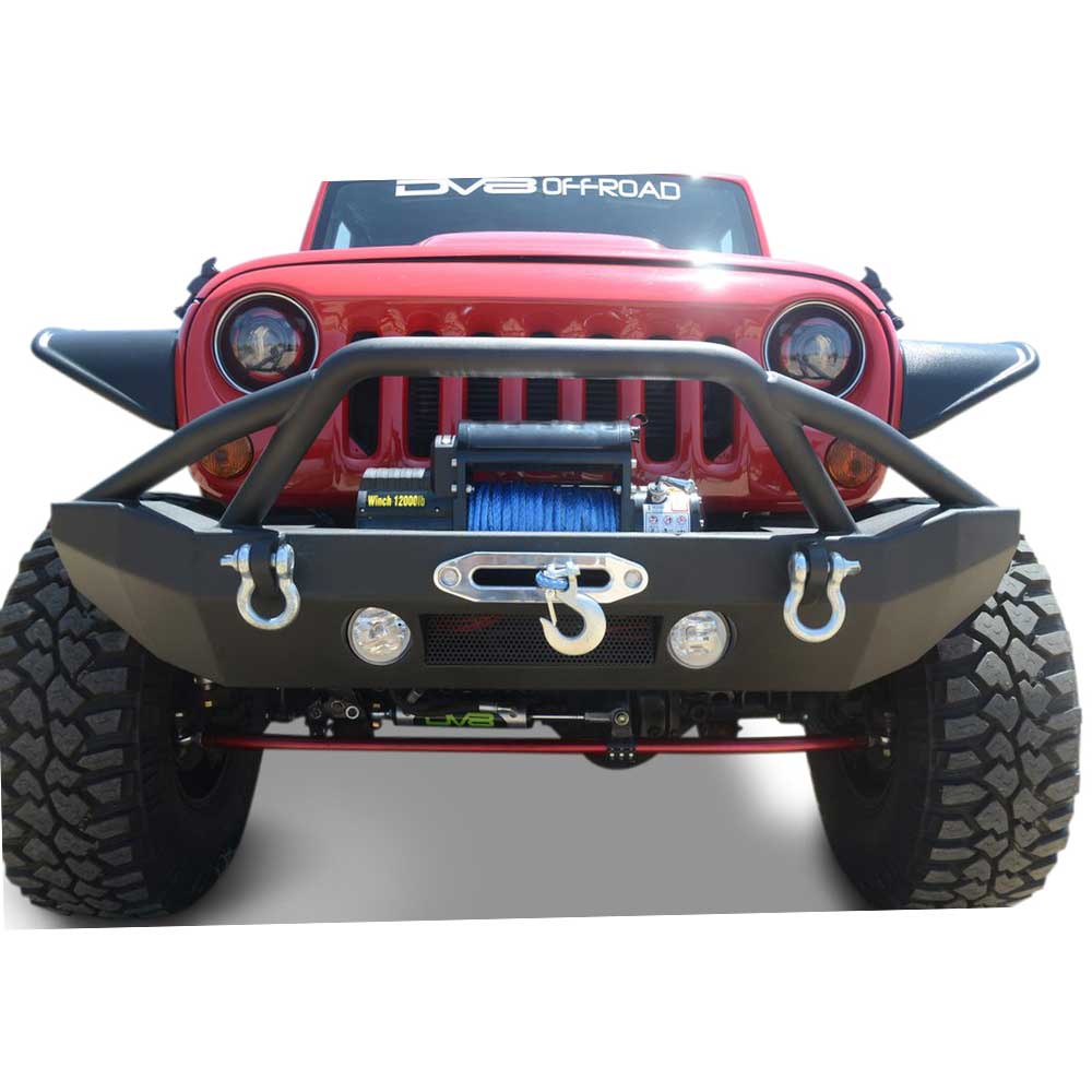 Dv8 Off-Road Mid Width Front Bumper, Steel, Textured Black | 2007-2017 Jeep Wrangler JK and Dv8 Off-Road Mid Width Front Bumper, Steel, Textured Black | 2007-2017 Jeep Wrangler JK and