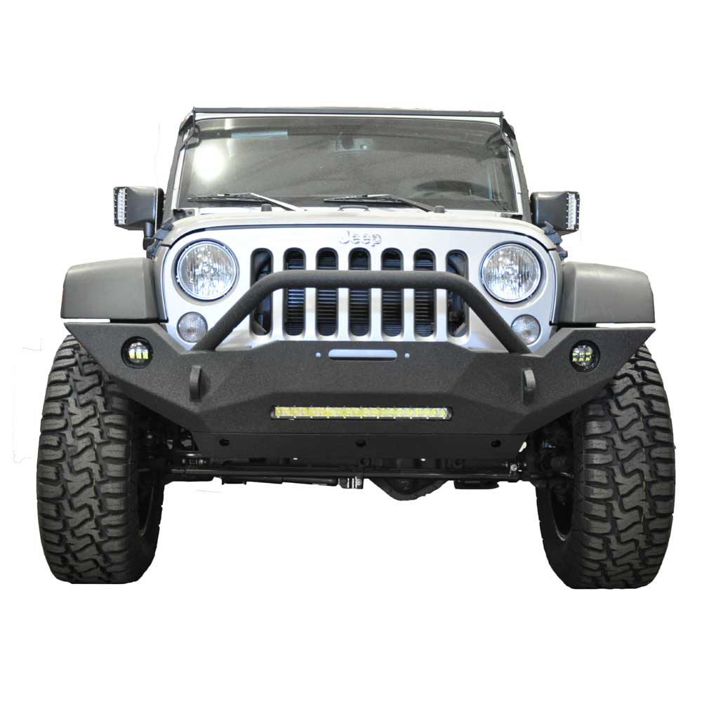 Dv8 Off-Road Mid Width Front Bumper, Steel, Textured Black | 2007-2017 Jeep Wrangler JK and Dv8 Off-Road Mid Width Front Bumper, Steel, Textured Black | 2007-2017 Jeep Wrangler JK and