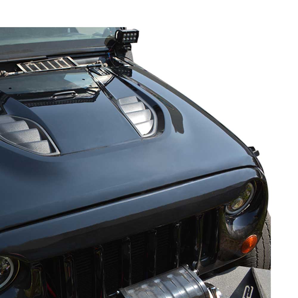 Dv8 Off-Road Rubicon 10Th Anniversary Replica Hood, Black Primer | 2007-2017 Jeep Wrangler JK and Dv8 Off-Road Rubicon 10Th Anniversary Replica Hood, Black Primer | 2007-2017 Jeep Wrangler JK and