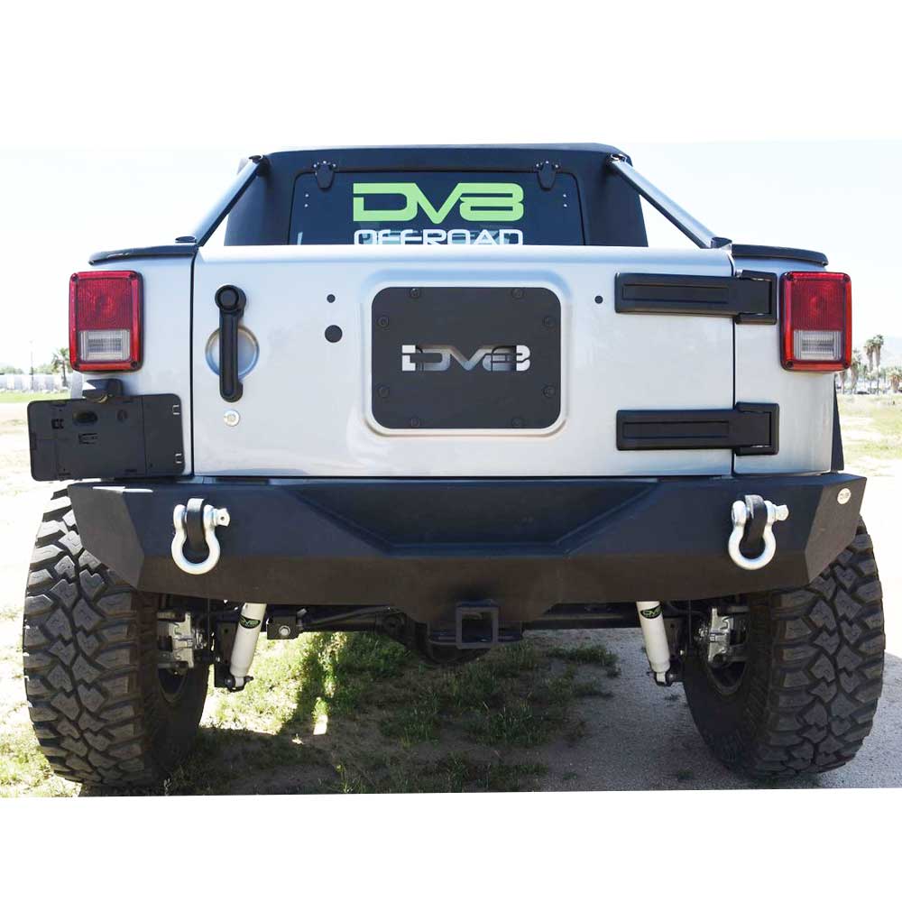 Dv8 Off-Road Stubby Rear Bumper, Steel, Textured Black | 2007-2017 Jeep Wrangler JK and Wrangler Dv8 Off-Road Stubby Rear Bumper, Steel, Textured Black | 2007-2017 Jeep Wrangler JK and Wrangler