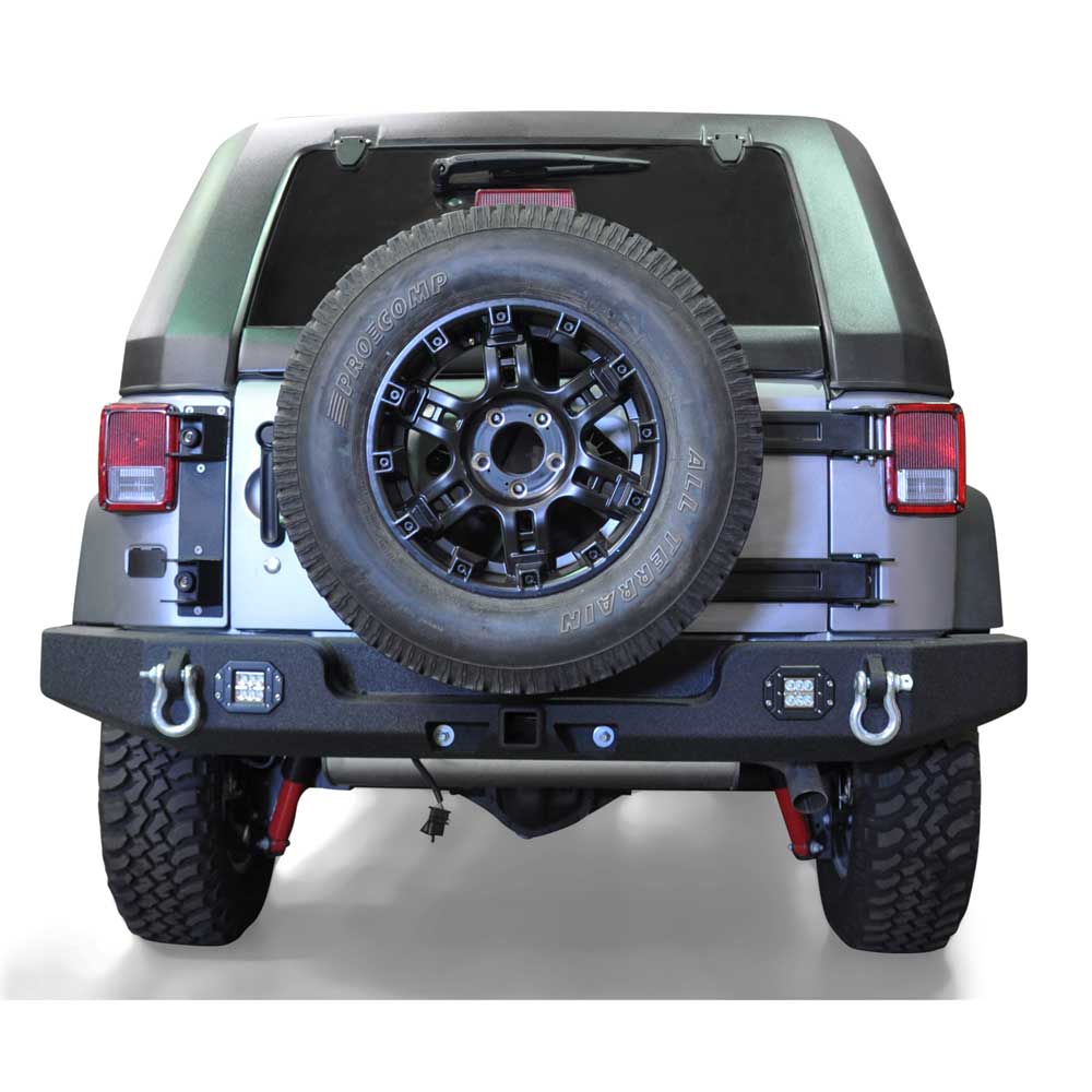Dv8 Off-Road Full Width Rear Bumper With Lights, Steel, Textured Black | 2007-2017 Jeep Wrangler JK Dv8 Off-Road Full Width Rear Bumper With Lights, Steel, Textured Black | 2007-2017 Jeep Wrangler JK