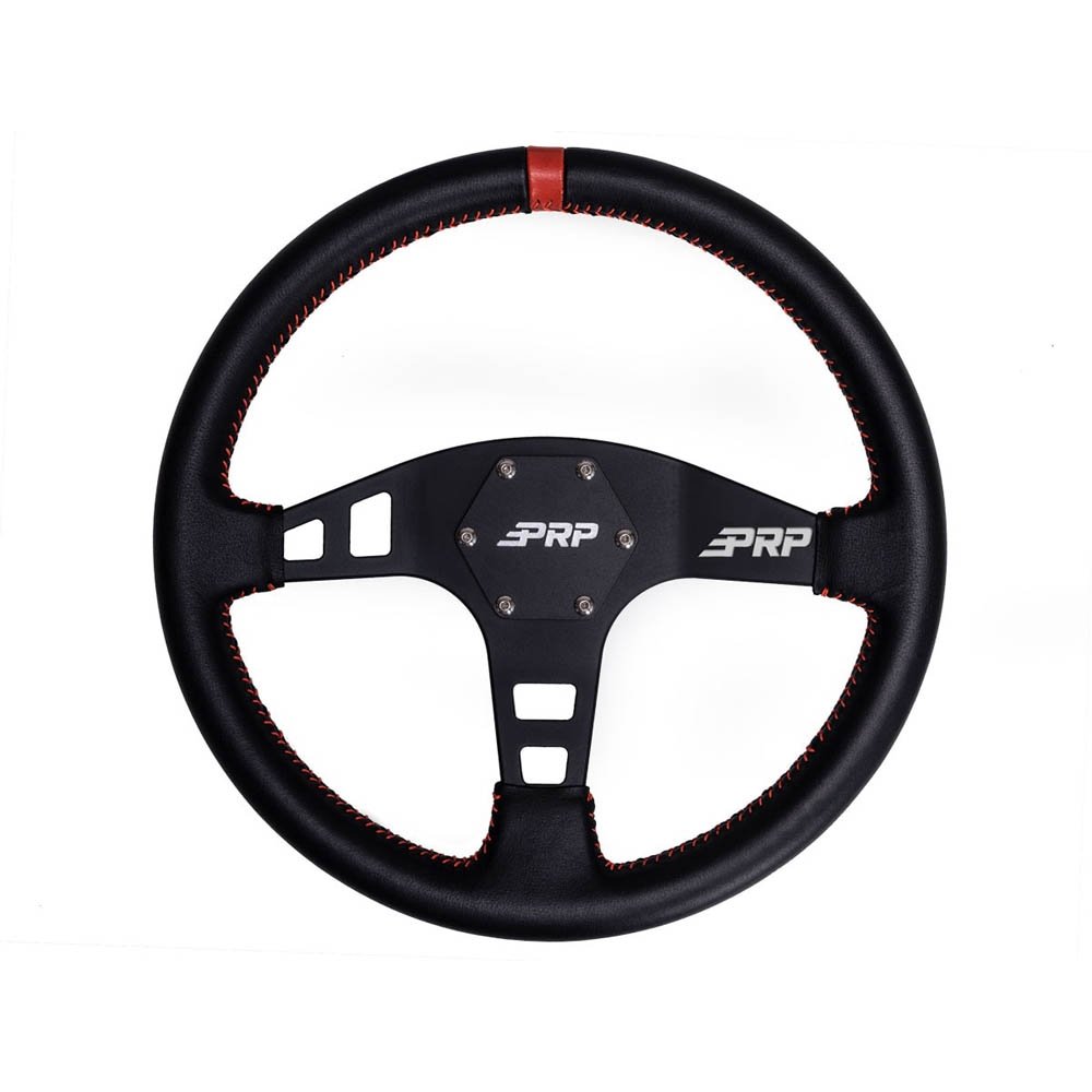 Prp Flat Leather Steering Wheel, Red, PRP-G213 Prp Flat Leather Steering Wheel, Red, PRP-G213