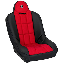 Corbeau Baja Ss Front Seats With Fixed Back, Black Vinyl With Red Cloth, Pair, 65407