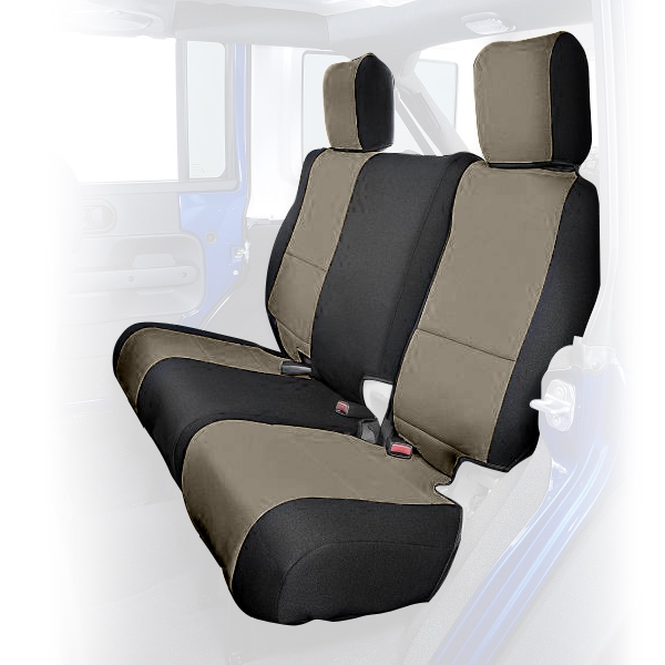 Coverking Rear Solid Bench Seat Cover, Premium Leatherette Black On Beige | 2007-2008 Jeep Wrangler Coverking Rear Solid Bench Seat Cover, Premium Leatherette Black On Beige | 2007-2008 Jeep Wrangler