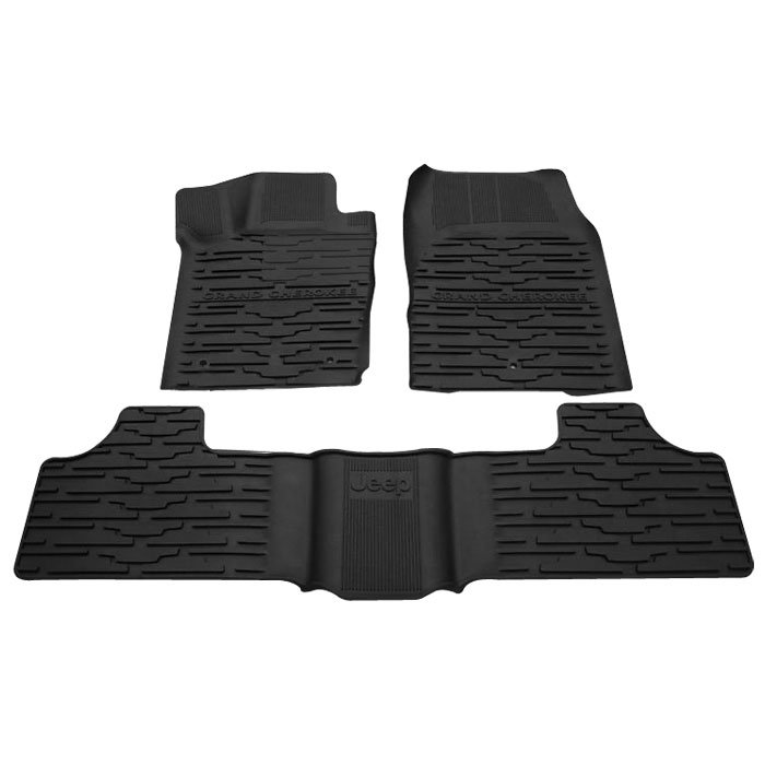 Mopar Front And Rear Slush Mat Kit, Black, 3 Piece | 2013-2015 Jeep Grand Cherokee WK, 82213686-M Mopar Front And Rear Slush Mat Kit, Black, 3 Piece | 2013-2015 Jeep Grand Cherokee WK, 82213686-M