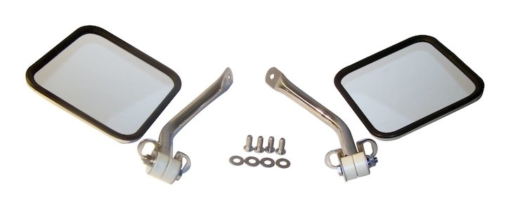 Rt Off-Road Mirror Kit For Side Windshield Hinges, Stainless Steel, Pair | 1997-2006 Jeep Wrangler Rt Off-Road Mirror Kit For Side Windshield Hinges, Stainless Steel, Pair | 1997-2006 Jeep Wrangler