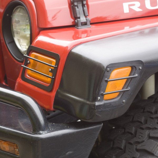Rugged Ridge Front Side Marker And Parking Light Euro Guards, Black | 1997-2006 Jeep Wrangler TJ & Rugged Ridge Front Side Marker And Parking Light Euro Guards, Black | 1997-2006 Jeep Wrangler TJ &