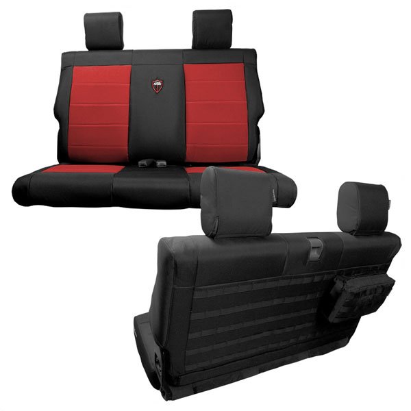 Trek Armor Supreme Rear Bench Seat Covers, Black / Red | 2008-2010 Jeep Wrangler JK 2 Door, Trek Armor Supreme Rear Bench Seat Covers, Black / Red | 2008-2010 Jeep Wrangler JK 2 Door,