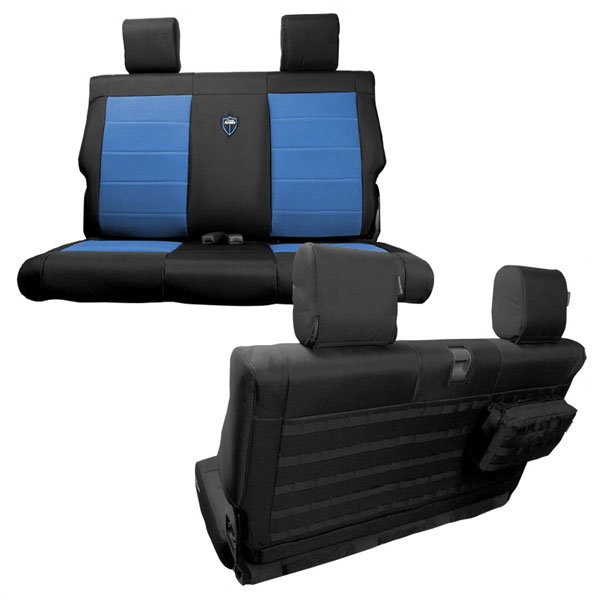 Trek Armor Supreme Rear Bench Seat Covers, Black / Blue | 2007-2010 Jeep Wrangler JK (2-Door Only), Trek Armor Supreme Rear Bench Seat Covers, Black / Blue | 2007-2010 Jeep Wrangler JK (2-Door Only),