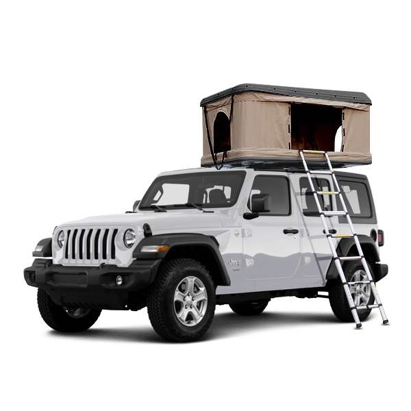 Trustmade Black Hard Shell Beige Waterproof Rooftop Tent With Free Aluminum Extended Ladder,
