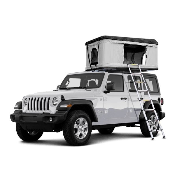 Trustmade Black Hard Shell Light Gray Waterproof Rooftop Tent With Free Aluminum Extended Ladder,