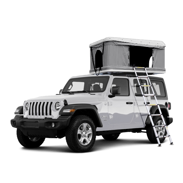 Trustmade White Hard Shell Light Gray Waterproof Rooftop Tent With Free Aluminum Extended Ladder,