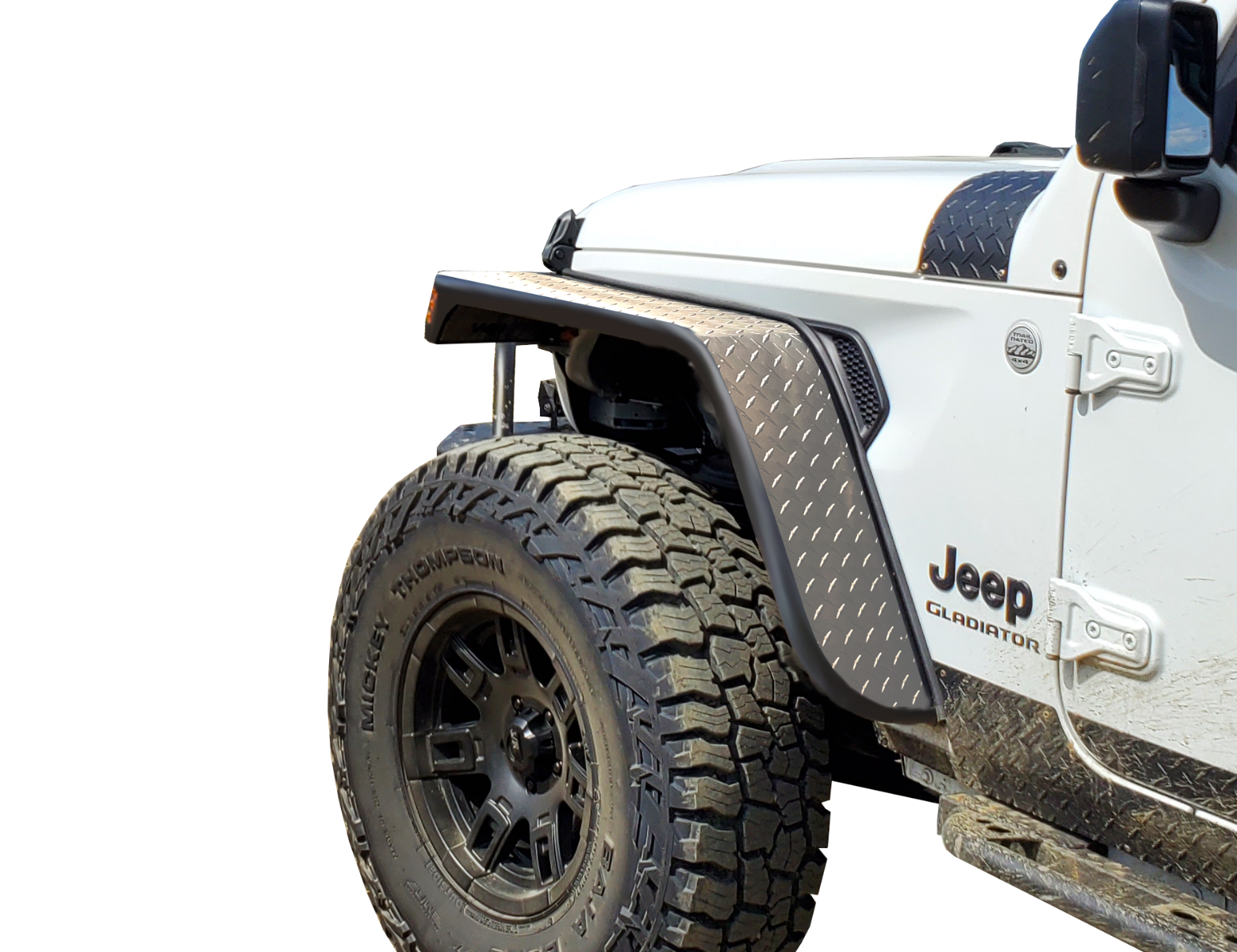 Warrior Front Tube Fender Flares for Jeep Gladiator JT (Aluminum Diamond Plate Finish) | Best Prices & Reviews at Morris 4x4 Warrior Front Tube Fender Flares for Jeep Gladiator JT (Aluminum Diamond Plate Finish) | Best Prices & Reviews at Morris 4x4
