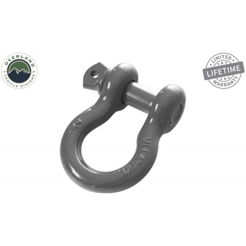 Overland Vehicle Systems 3/4" Recovery Shackle, 4.75 Ton Pulling Capacity - Gloss Gray