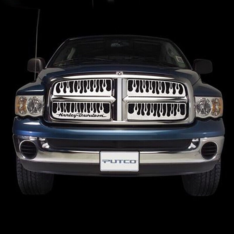 Putco Flaming Inferno Grille Insert; Stainless Steel; w/Logo Cutout; For OEM Honeycomb Style;