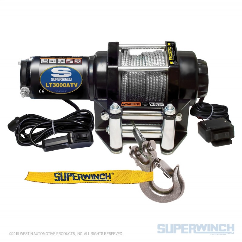 Superwinch LT3000 Winch; 3000 lbs; 12 Vdc; 3/16 In X 50 ft Steel Rope; 12 ft Handheld Remote; 1.2 hp; Automatic Load Hol