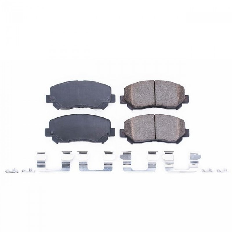 Power Stop Front Z17 Evolution Ceramic Brake Pads with Hardware for 14+ Jeep Cherokee KL with Single Piston Calipers