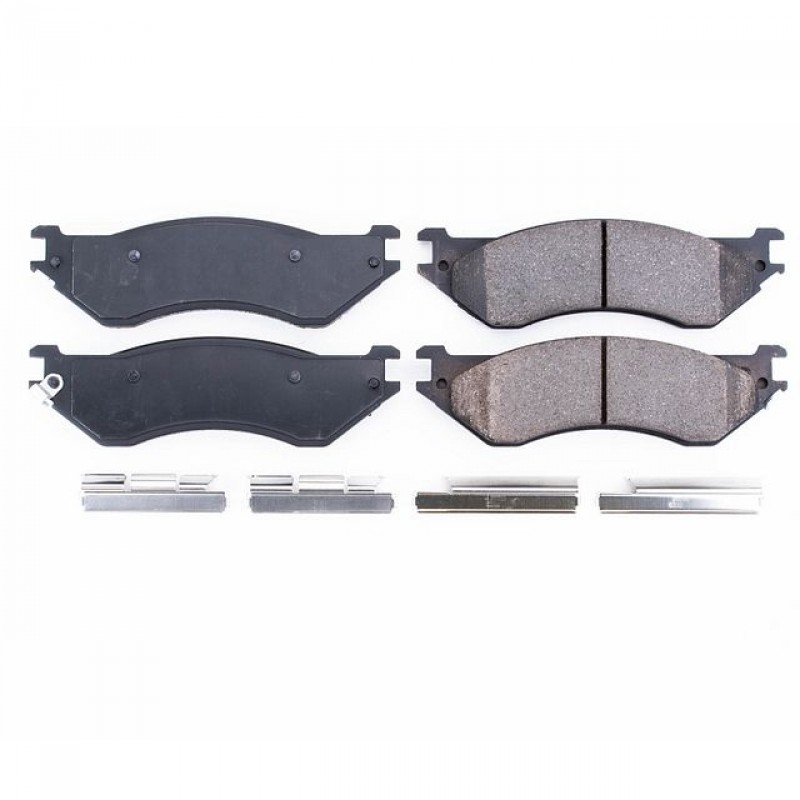 Power Stop Front or Rear Z17 Evolution Ceramic Brake Pads with Hardware for 99-03 Ford F150 and 04 F150 Heritage, 04-08 Dodge Ram 1500