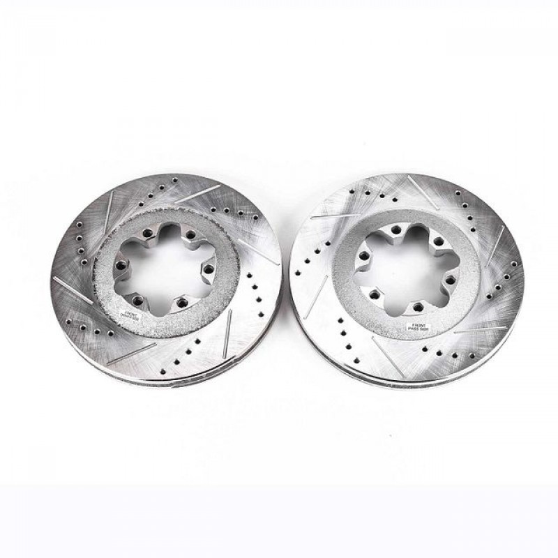 Power Stop Front Pair of Drilled and Slotted Brake Rotors for 09-12 Chevrolet Colorado and GMC Canyon