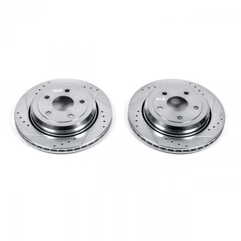 Power Stop Rear Pair of Drilled and Slotted Brake Rotors for 11+ Jeep Grand Cherokee WK with Vented Rear Rotors