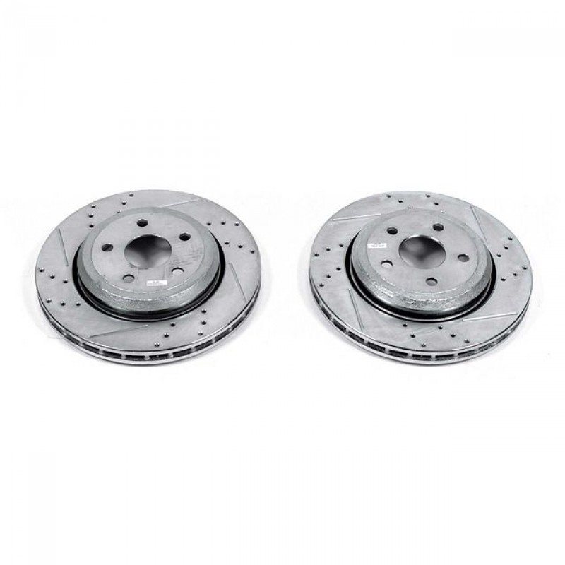 Power Stop Rear Pair of Drilled and Slotted Brake Rotors for 12+ Jeep Grand Cherokee WK