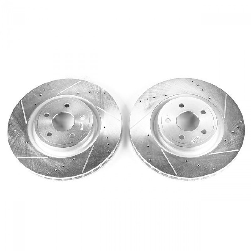 Power Stop Front Pair of Drilled and Slotted Brake Rotors for 12+ Jeep Grand Cherokee WK