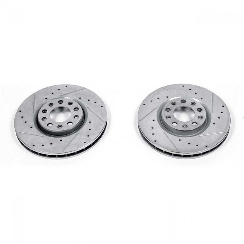 Power Stop Front Pair of Drilled and Slotted Brake Rotors for 17+ Jeep Compass, 15-19 Renegade