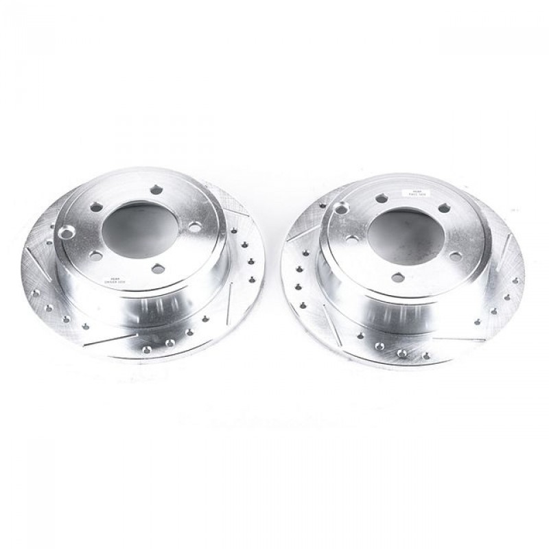 Power Stop Rear Pair of Drilled and Slotted Brake Rotors for 07-17 Jeep Compass and Patriot