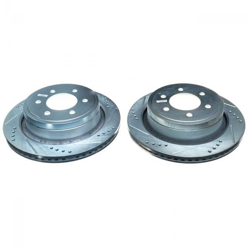 Power Stop Rear Pair of Drilled and Slotted Brake Rotors for 12-18 Ford F150