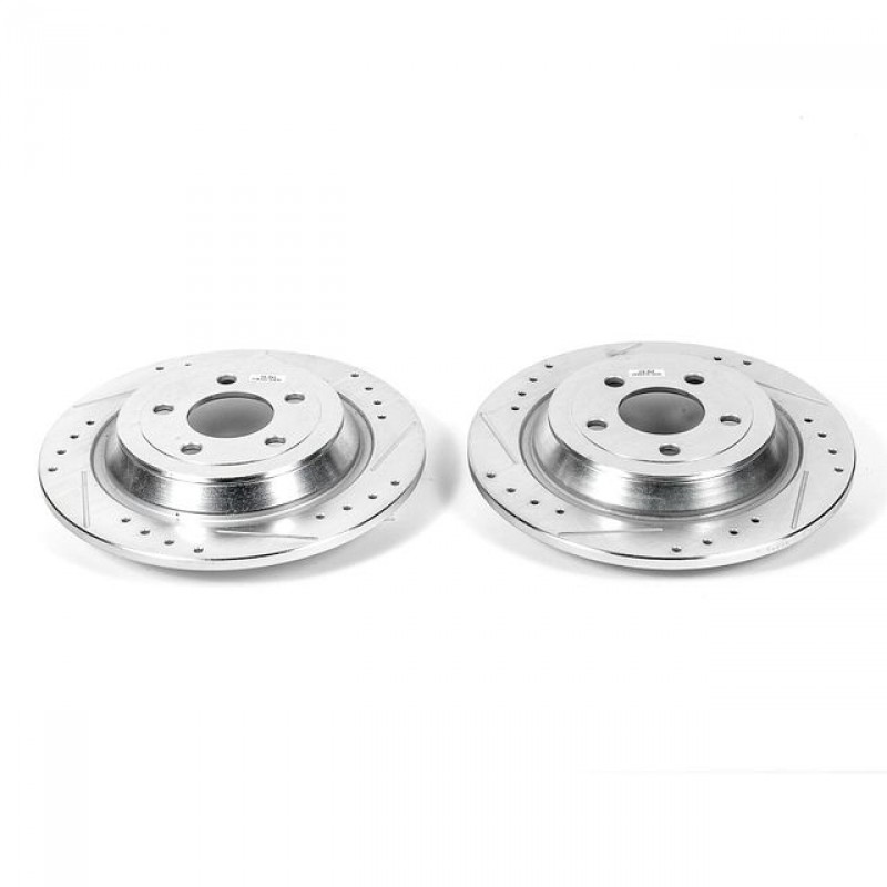 Power Stop Rear Pair of Drilled and Slotted Brake Rotors for 15-17 Ford F150