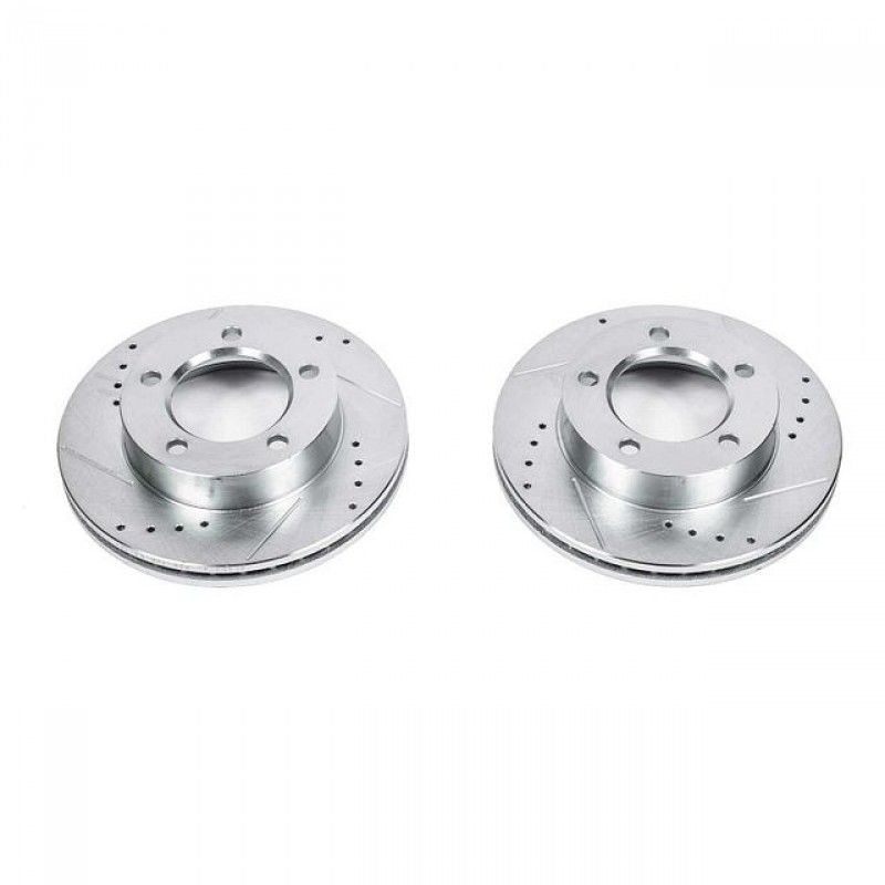Power Stop Front Pair of Drilled and Slotted Brake Rotors for 94-96 Ford F150 and Bronco