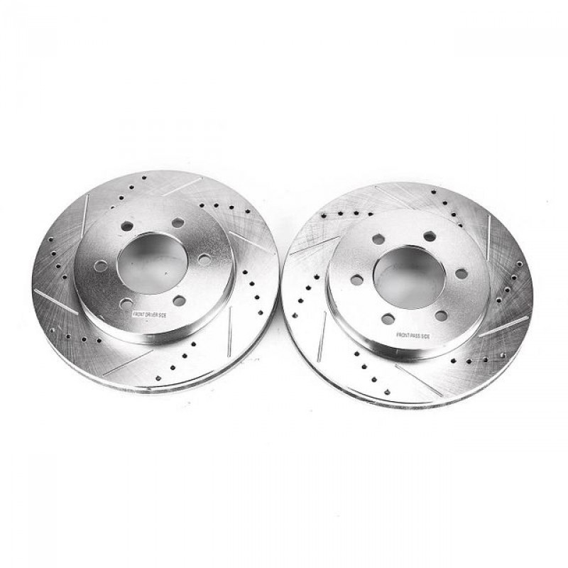 Power Stop Front Pair of Drilled and Slotted Brake Rotors for 04-08 Ford F150 4WD 6-Lug