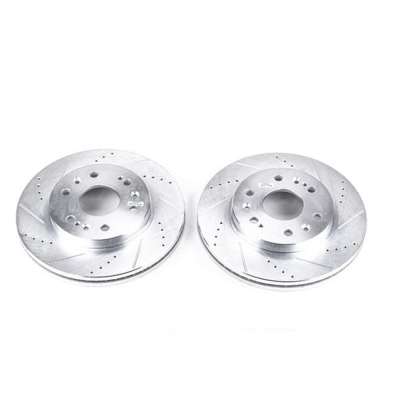 Power Stop Front Pair of Drilled and Slotted Brake Rotors for 05-18 Chevrolet Silverado and GMC Sierra 1500