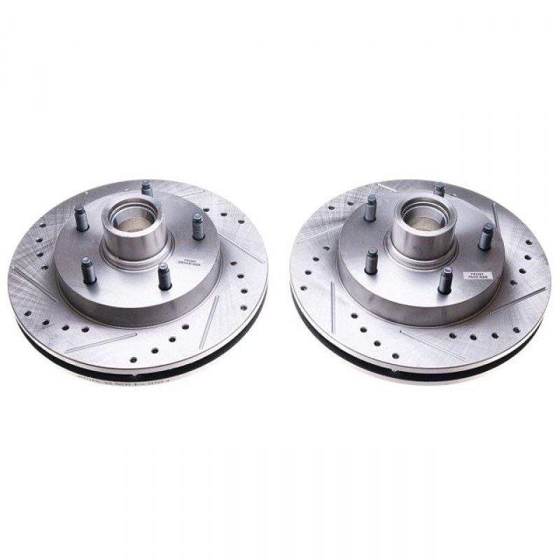 Power Stop Front Pair of Drilled and Slotted Brake Rotors for 94-99 Dodge Ram 1500 2WD