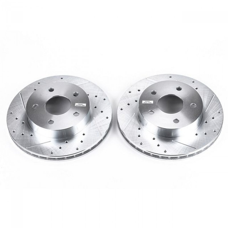 Power Stop Front Pair of Drilled and Slotted Brake Rotors for 99-04 Jeep Grand Cherokee WJ