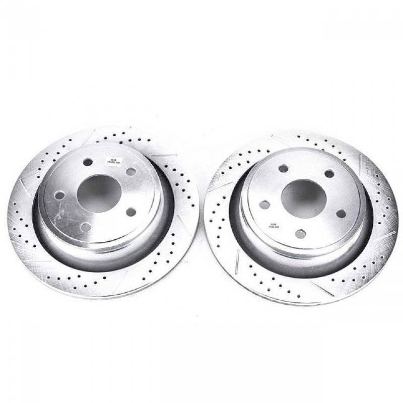 Power Stop Rear Pair of Drilled and Slotted Brake Rotors for 02+ Dodge Ram 1500