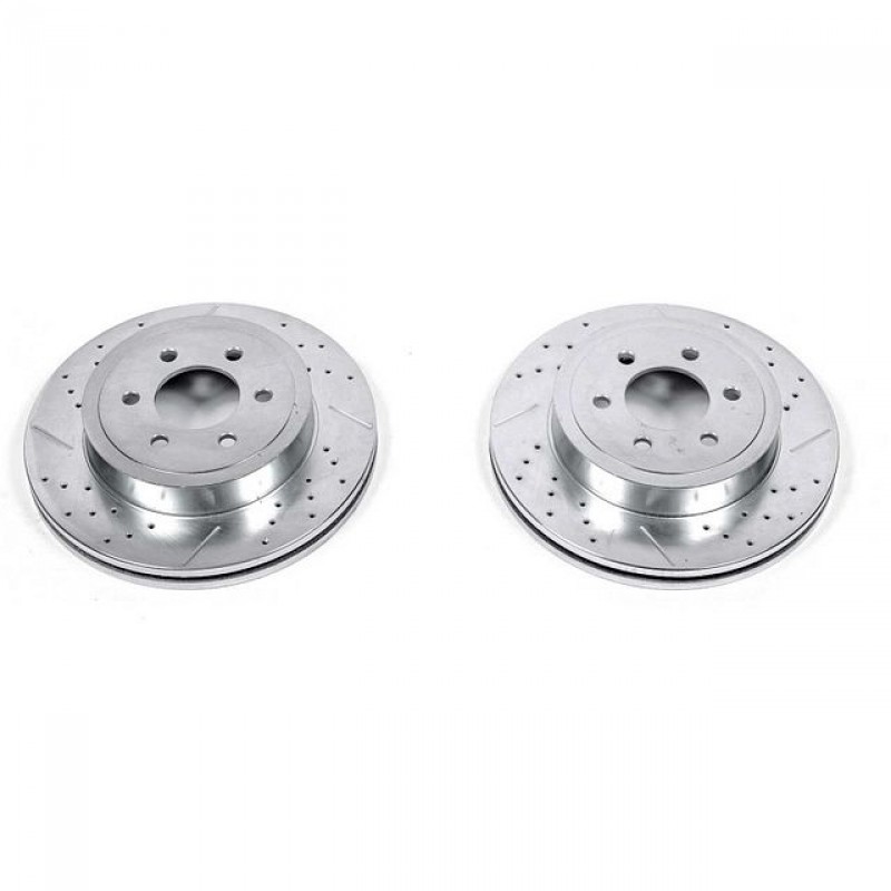 Power Stop Front Pair of Drilled and Slotted Brake Rotors for 03-04 Dodge Dakota