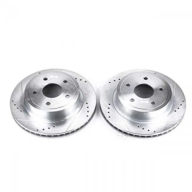 Power Stop Rear Pair of Drilled and Slotted Brake Rotors for 04-06 Dodge Ram 1500