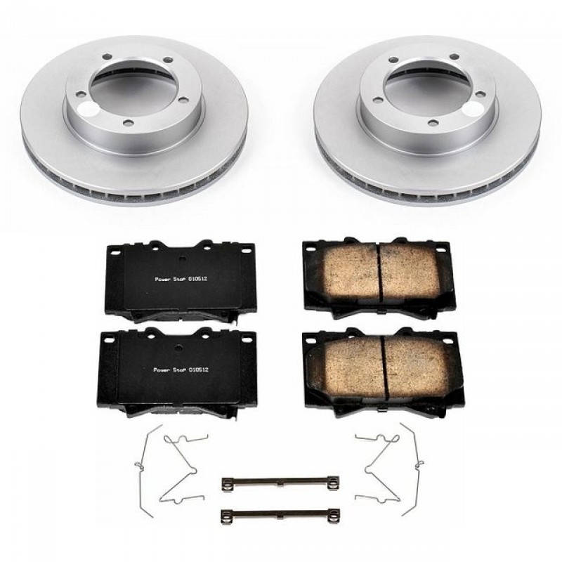Power Stop Front Geomet Coated Brake Rotor and Pad Kit for 98-07 Toyota Land Cruiser
